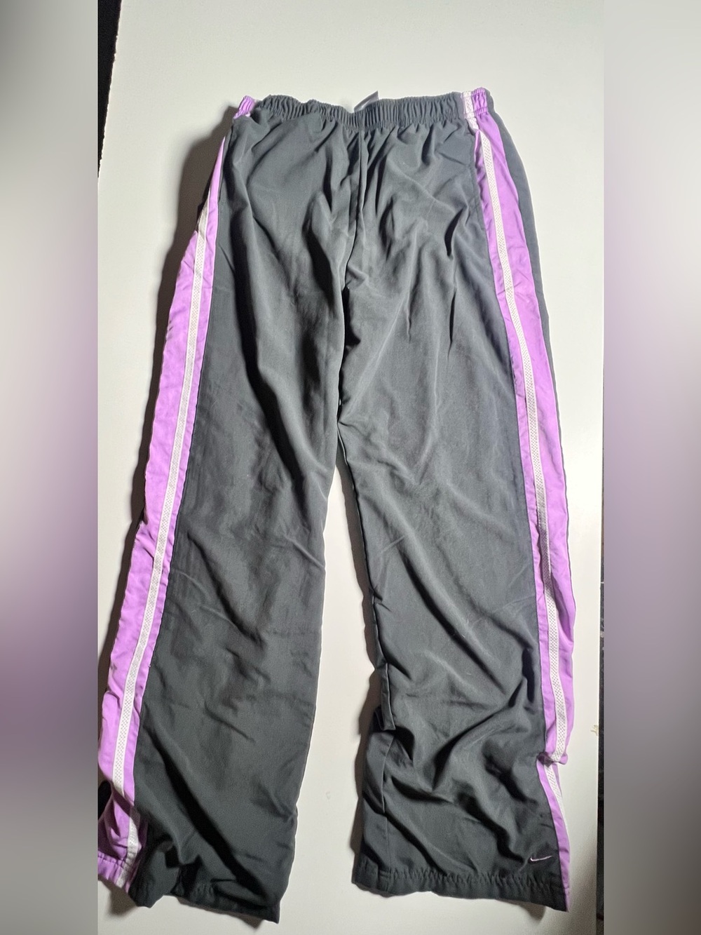 Nike Gray Sweatpants with Purple Side Stripes